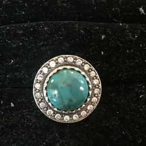 Beautiful turquoise and cz silver ring size 9
